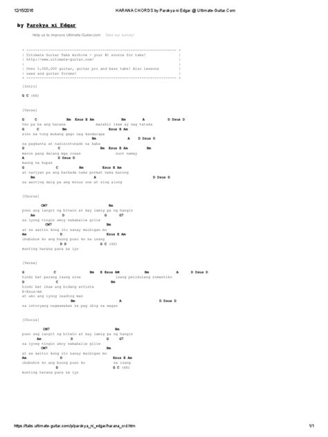 Harana Chords by Parokya Ni Edgar .